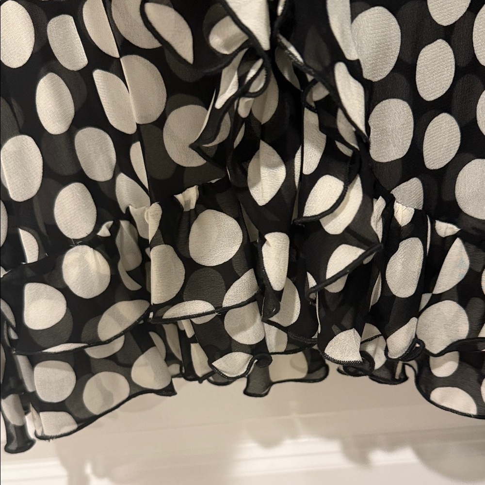 Zara Black and Cream Polka Dot Blouse - Picture 4 of 7